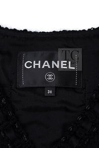 CHANEL 16PF Black Braid Trim Zipper Wool Tweed Jacket 36 9