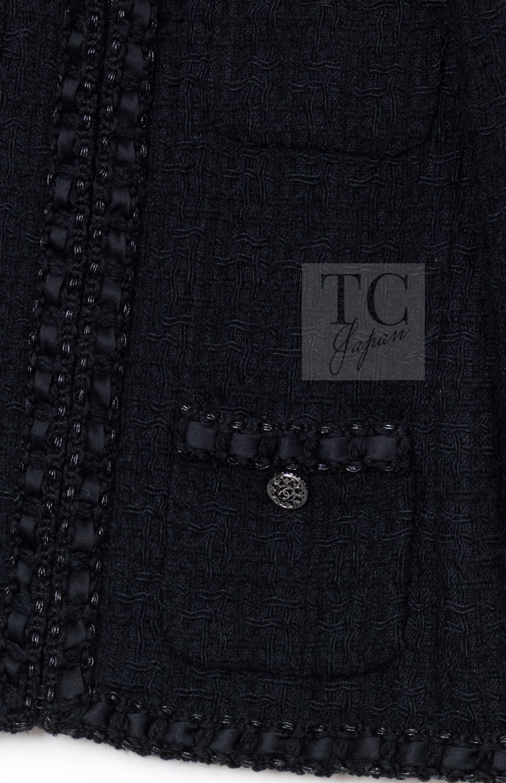 CHANEL 16PF Black Braid Trim Zipper Wool Tweed Jacket 36 12