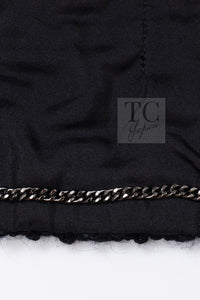 CHANEL 16PF Black Braid Trim Zipper Wool Tweed Jacket 36 7