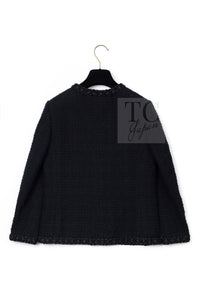 CHANEL 16PF Black Braid Trim Zipper Wool Tweed Jacket 36 8
