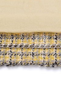 シャネル ジャケット CHANEL 11C イエロー グレー シルバー ノーカラー クロップド ツイード グリポワボタン 46