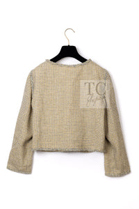 シャネル ジャケット CHANEL 11C イエロー グレー シルバー ノーカラー クロップド ツイード グリポワボタン 46