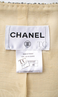 シャネル ジャケット CHANEL 11C イエロー グレー シルバー ノーカラー クロップド ツイード グリポワボタン 46