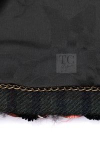 CHANEL 13B Edinburgh Dark Green Check Wool Braided Collarless Gripoix Button Jacket 34 | HK