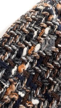 CHANEL 16PF Brown Mix Braid Trimming Collarless Wool Tweed Jacket 48 16