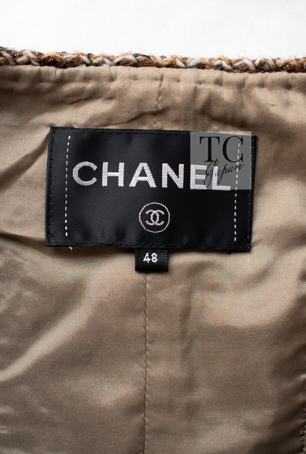 CHANEL 16PF Brown Mix Braid Trimming Collarless Wool Tweed Jacket 48 | TW