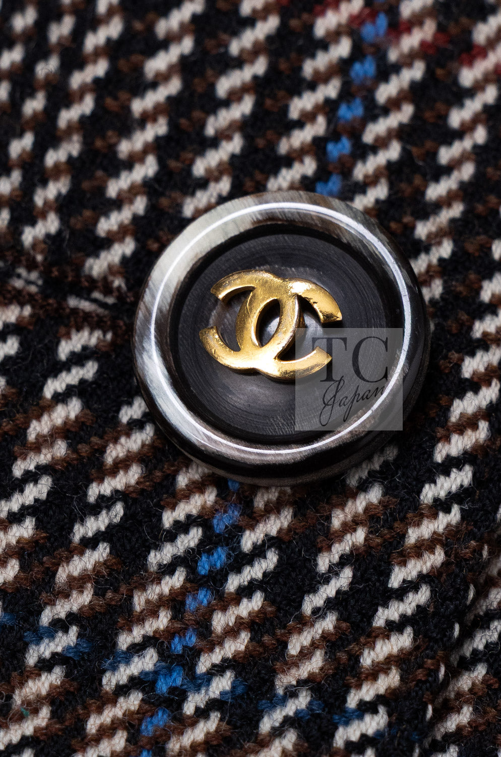シャネル ヴィンテージ ブレザー ジャケット CHANEL 88A ブラウン チェック ウール テーラード ココボタン 40 42