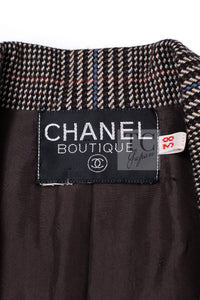 シャネル ヴィンテージ ブレザー ジャケット CHANEL 88A ブラウン チェック ウール テーラード ココボタン 40 42