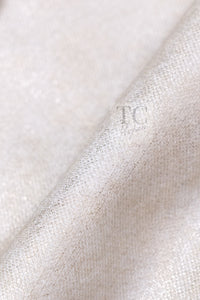 シャネル ジャケット ブルゾン CHANEL 08C アイボリー ベージュ ゴールド コットン カシミヤ ジッパー ビーズトリム 36 38