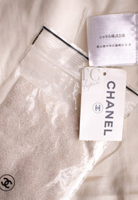 シャネル ジャケット ブルゾン CHANEL 08C アイボリー ベージュ ゴールド コットン カシミヤ ジッパー ビーズトリム 36 38