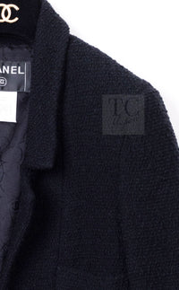シャネル ジャケット CHANEL ブラック ベルト ウール ツイード ジャケット 36