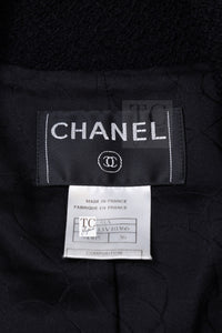 シャネル ジャケット CHANEL ブラック ベルト ウール ツイード ジャケット 36
