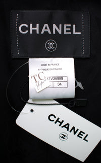 CHANEL 14B Black Metallic CC Buttons Wool Tweed Jacket 34 10