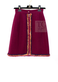 CHANEL 14A Wine Magenta Plum Wool Tweed Zipper Jacket 36 | US