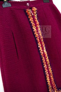 CHANEL 14A Wine Magenta Plum Wool Tweed Zipper Jacket 36 | US