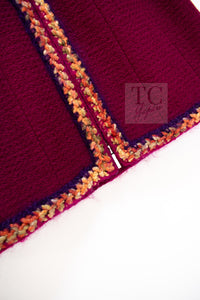 CHANEL 14A Wine Magenta Plum Wool Tweed Zipper Jacket 36 | US