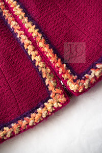 CHANEL 14A Wine Magenta Plum Wool Tweed Zipper Jacket 36 | US