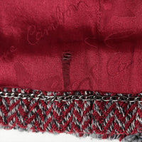 CHANEL 08A Bordeaux Wine Red Gray Collarless Wool Tweed Jacket 38 9
