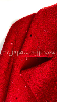 CHANEL 93A Vintage Red Sequin Wool Jacket Coat 38 40 42 シャネル ヴィンテージ レッド スパンコール ウール ジャケット コート 即発