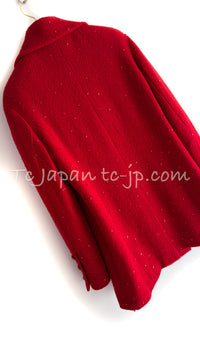 CHANEL 93A Vintage Red Sequin Wool Jacket Coat 38 40 42 シャネル ヴィンテージ レッド スパンコール ウール ジャケット コート 即発
