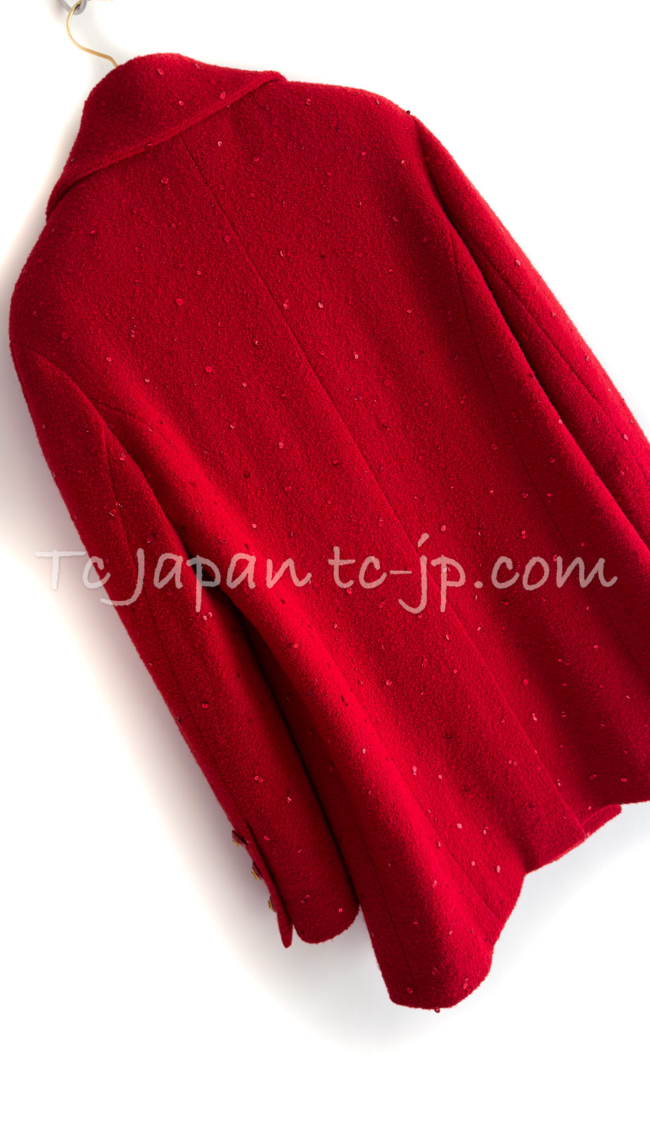 CHANEL 93A Vintage Red Sequin Wool Jacket Coat 38 40 42 シャネル ヴィンテージ レッド スパンコール ウール ジャケット コート 即発