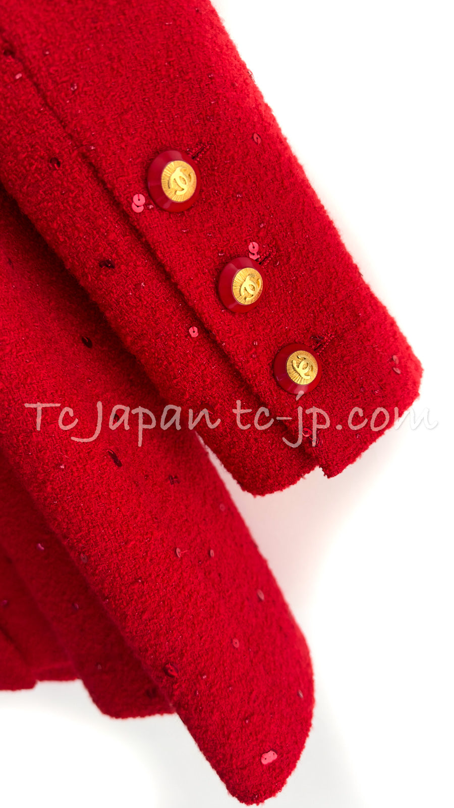 CHANEL 93A Vintage Red Sequin Wool Jacket Coat 38 40 42 シャネル ヴィンテージ レッド スパンコール ウール ジャケット コート 即発