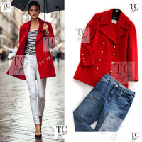 CHANEL 93A Vintage Red Sequin Wool Jacket Coat 38 40 42 シャネル ヴィンテージ レッド スパンコール ウール ジャケット コート 即発 - TC JAPAN