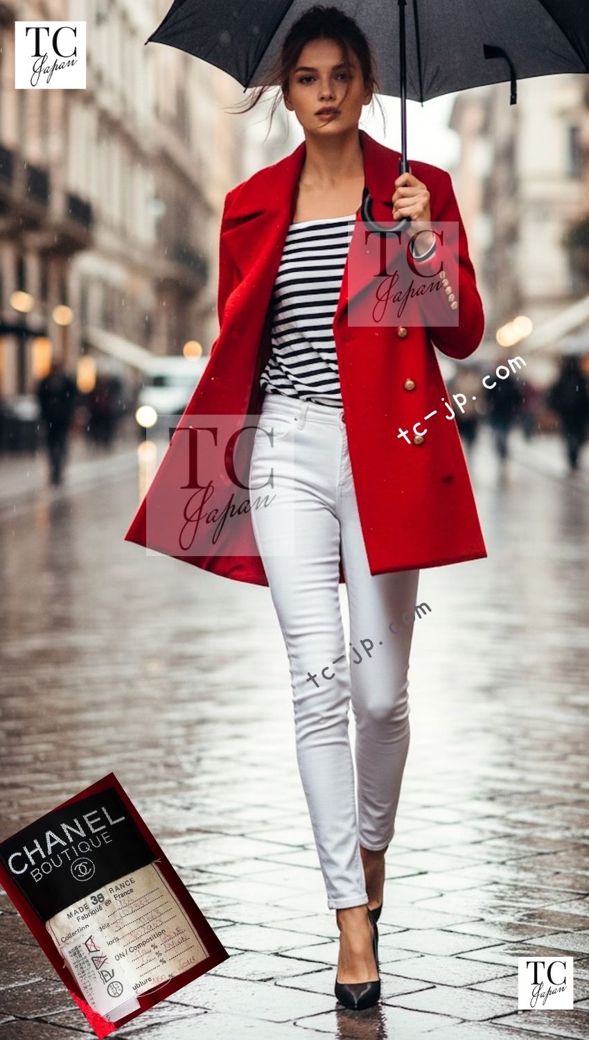 CHANEL 93A Vintage Red Sequin Wool Jacket Coat 38 40 42 シャネル ヴィンテージ レッド スパンコール ウール ジャケット コート 即発 - TC JAPAN