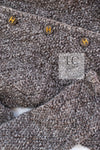 CHANEL 93A Gray Beige Wool Alpaca Silk Dress Cardigan Coat 36 38 シャネル グレー ベージュ ウール アルパカ シルク ワンピース カーディガン コート ココボタン 即発