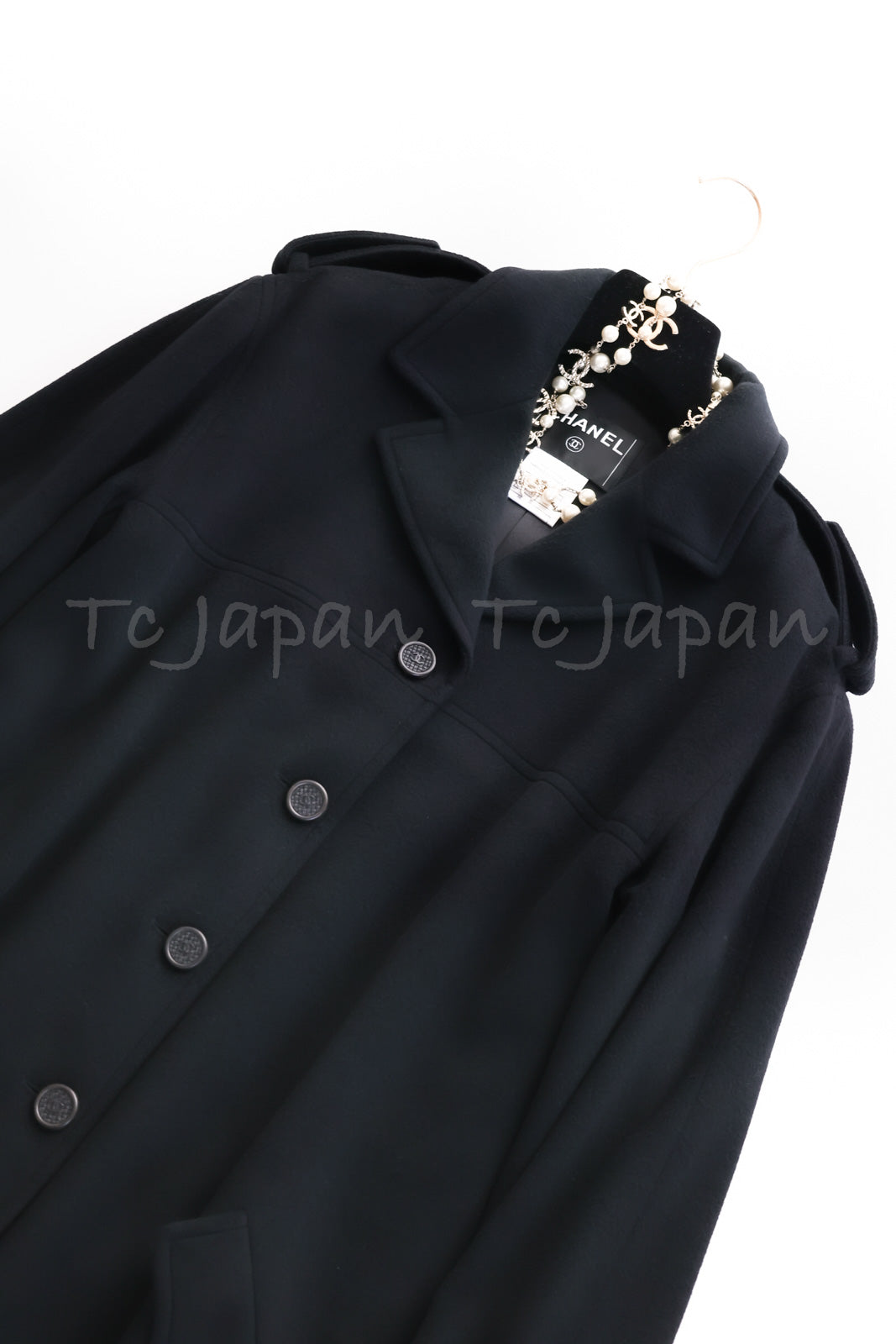 CHANEL 05A Vintage Black Soft Light Cashmere A-line Long Coat 38 40 シャネル ヴィンテージ ブラック カシミア ロング コート 即発