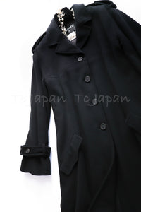 CHANEL 05A Vintage Black Soft Light Cashmere A-line Long Coat 38 40 シャネル ヴィンテージ ブラック カシミア ロング コート 即発