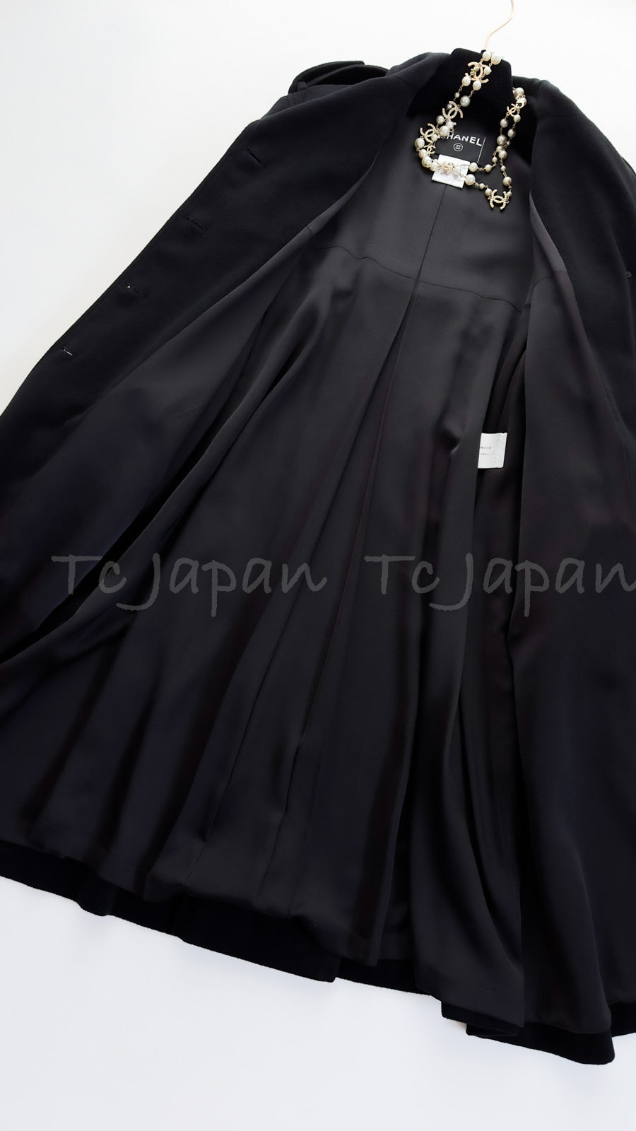 CHANEL 05A Vintage Black Soft Light Cashmere A-line Long Coat 38 40 シャネル ヴィンテージ ブラック カシミア ロング コート 即発