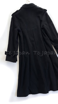 CHANEL 05A Vintage Black Soft Light Cashmere A-line Long Coat 38 40 シャネル ヴィンテージ ブラック カシミア ロング コート 即発