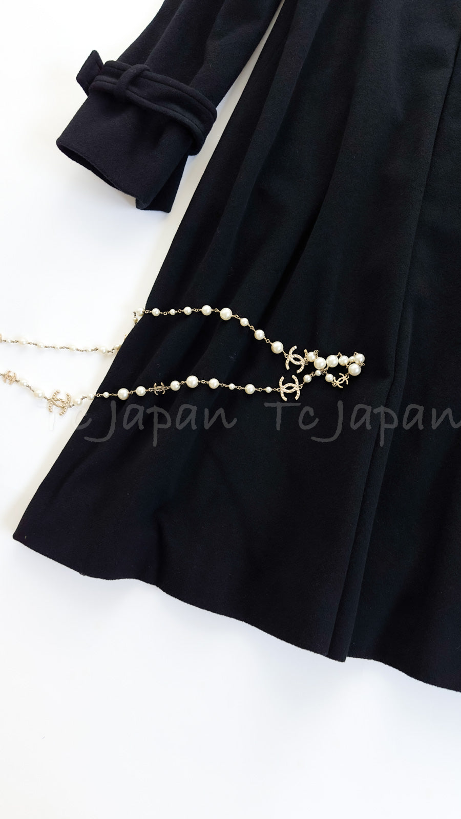 CHANEL 05A Vintage Black Soft Light Cashmere A-line Long Coat 38 40 シャネル ヴィンテージ ブラック カシミア ロング コート 即発