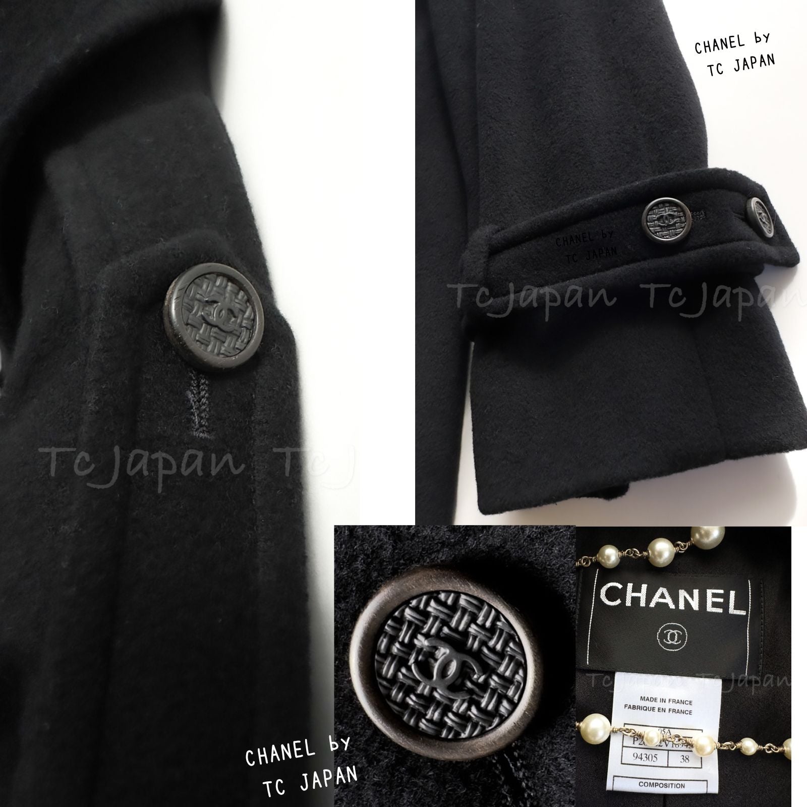 CHANEL 05A Vintage Black Soft Light Cashmere A-line Long Coat 38 40 シャネル ヴィンテージ ブラック カシミア ロング コート 即発