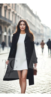 CHANEL 05A Vintage Black Soft Light Cashmere A-line Long Coat 38 40 シャネル ヴィンテージ ブラック カシミア ロング コート 即発