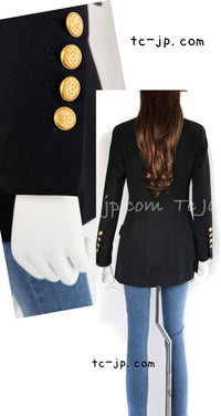 CHANEL 96A Vintage Black Wool 100 Gold CC Logo Buttons Jacket 38 シャネル ヴィンテージ ブラック ウール100% ゴールド CCボタン ジャケット 即発