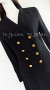 CHANEL 96A Vintage Black Wool 100 Gold CC Logo Buttons Jacket 38 シャネル ヴィンテージ ブラック ウール100% ゴールド CCボタン ジャケット 即発