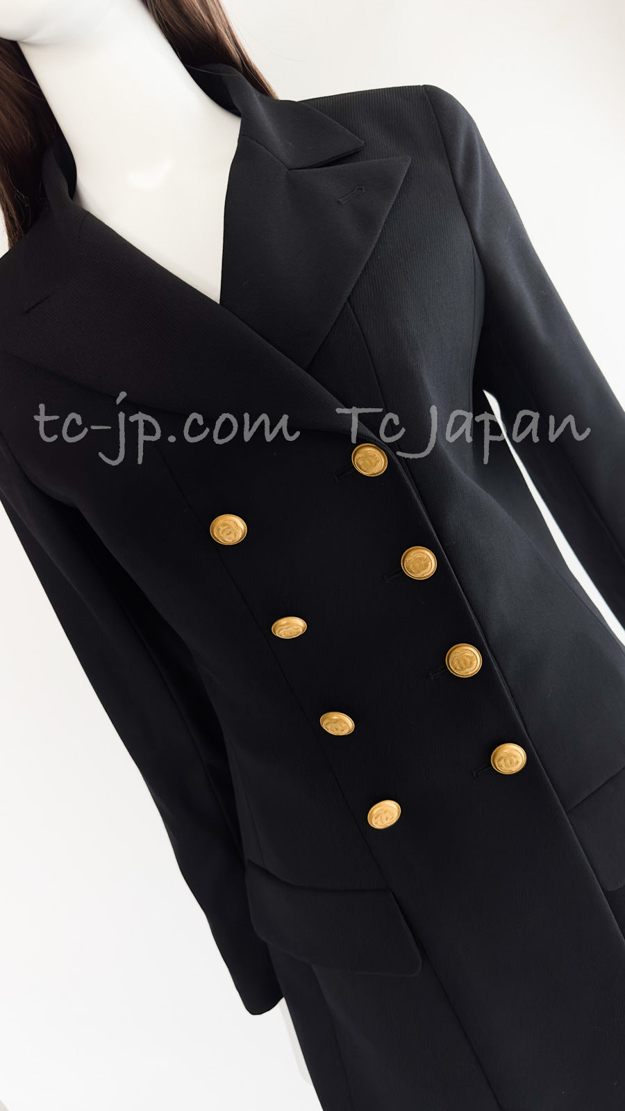 CHANEL 96A Vintage Black Wool 100 Gold CC Logo Buttons Jacket 38 シャネル ヴィンテージ ブラック ウール100% ゴールド CCボタン ジャケット 即発