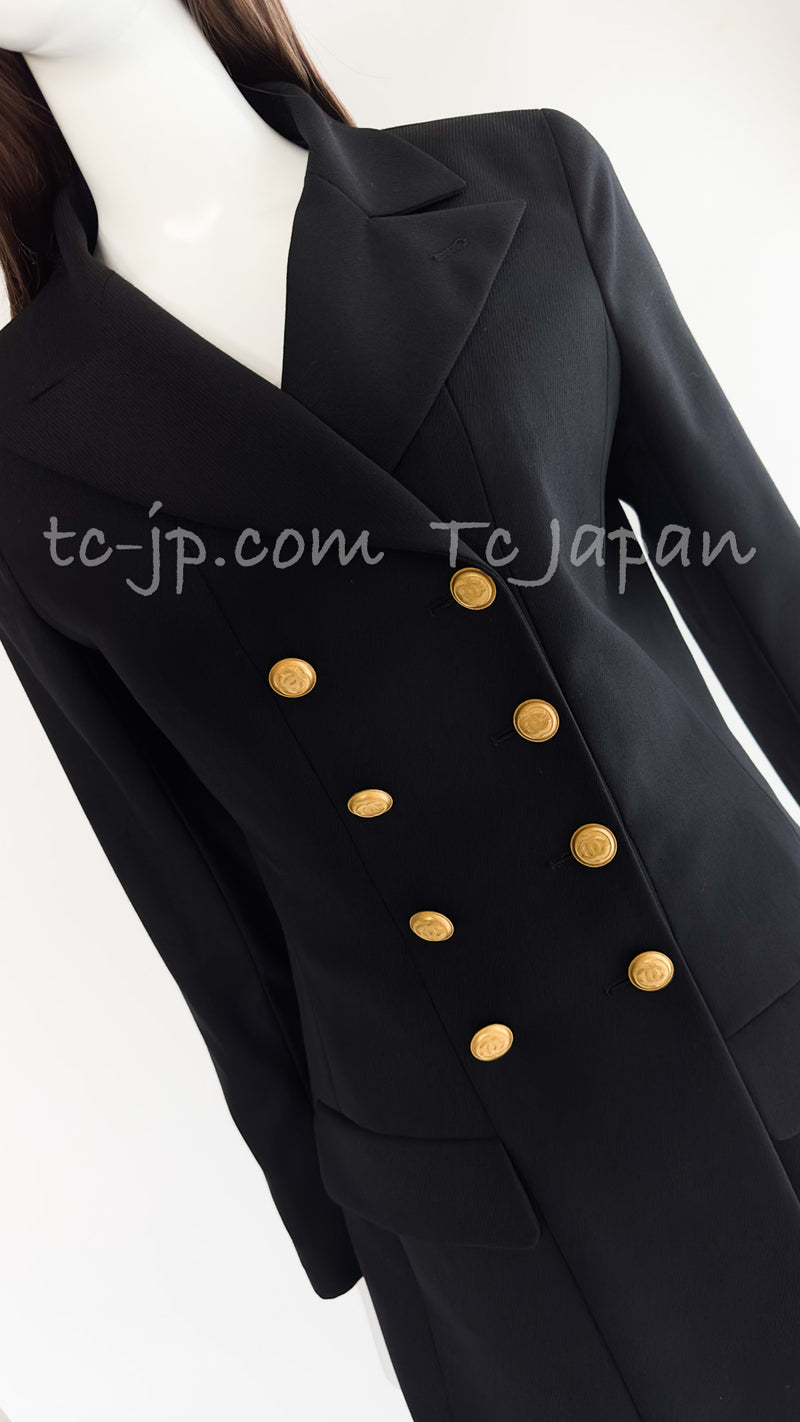 CHANEL 96A Vintage Black Wool 100 Gold CC Logo Buttons Jacket 38 シャネル ヴィンテージ ブラック ウール100% ゴールド CCボタン ジャケット 即発