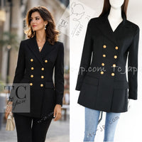 CHANEL 96A Vintage Black Wool 100 Gold CC Logo Buttons Jacket 38 シャネル ヴィンテージ ブラック ウール100% ゴールド CCボタン ジャケット 即発