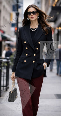 CHANEL 96A Vintage Black Wool 100 Gold CC Logo Buttons Jacket 38 シャネル ヴィンテージ ブラック ウール100% ゴールド CCボタン ジャケット 即発