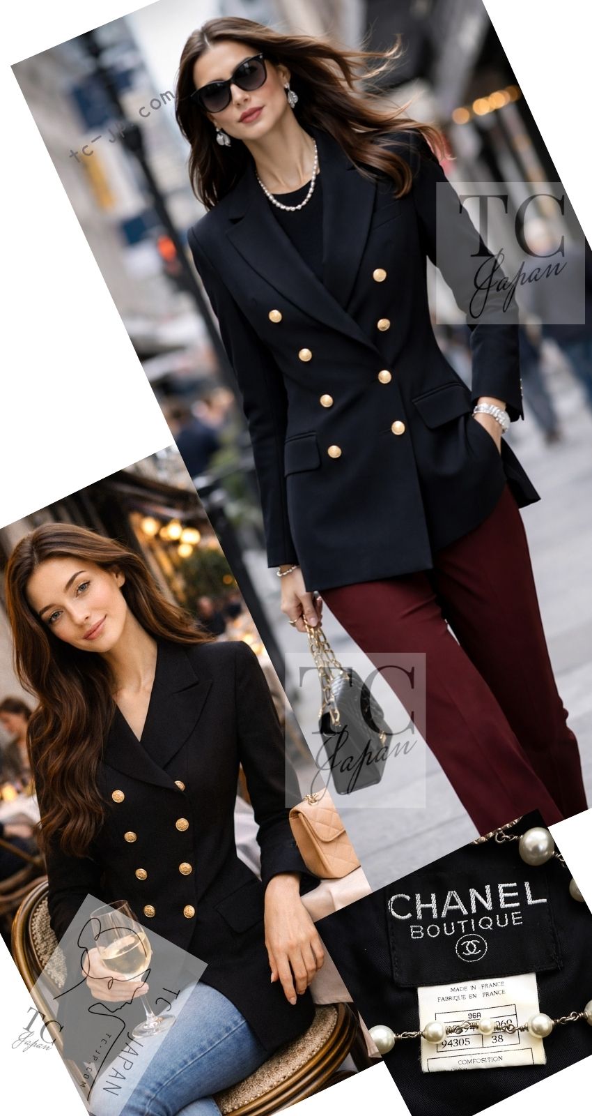 CHANEL 96A Vintage Black Wool 100 Gold CC Logo Buttons Jacket 38 シャネル ヴィンテージ ブラック ウール100% ゴールド CCボタン ジャケット 即発