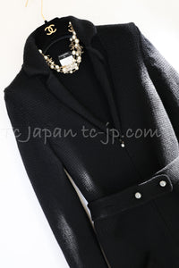 CHANEL 03A Black Cashmere Pearl Belt Knit Long Cardigan Jacket Coat 38 40 シャネル ブラック カシミア100% パールベルト ニット ロングカーディガン ジャケット コート 即発