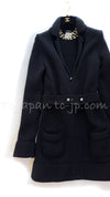 CHANEL 03A Black Cashmere Pearl Belt Knit Long Cardigan Jacket Coat 38 40 シャネル ブラック カシミア100% パールベルト ニット ロングカーディガン ジャケット コート 即発