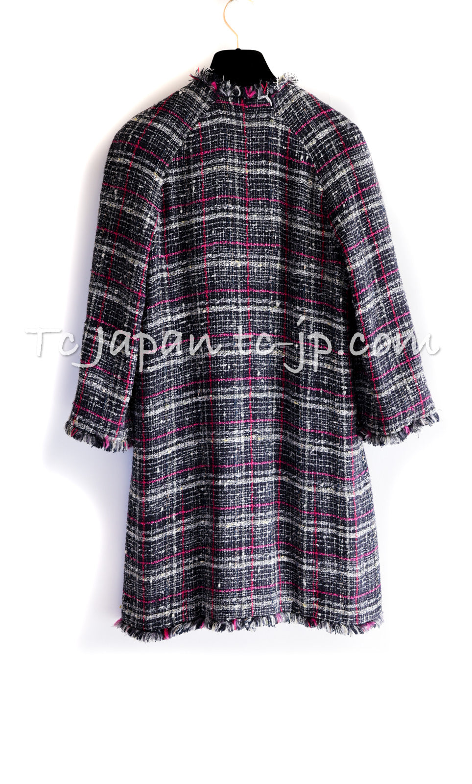CHANEL 07S Navy White Pink Multicolor Tweed Coat 36 38 シャネル ネイビー ピンク ホワイト マルチカラー ツイード コート 即発