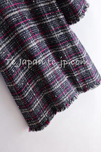 CHANEL 07S Navy White Pink Multicolor Tweed Coat 36 38 シャネル ネイビー ピンク ホワイト マルチカラー ツイード コート 即発