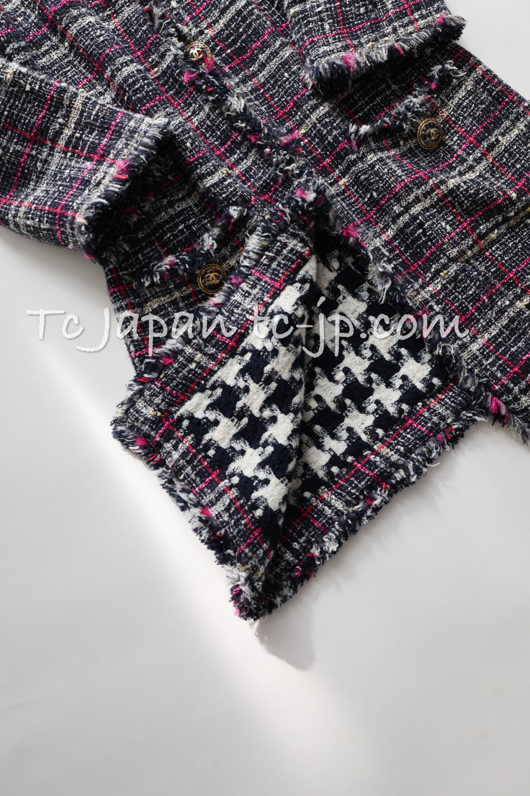 CHANEL 07S Navy White Pink Multicolor Tweed Coat 36 38 シャネル ネイビー ピンク ホワイト マルチカラー ツイード コート 即発