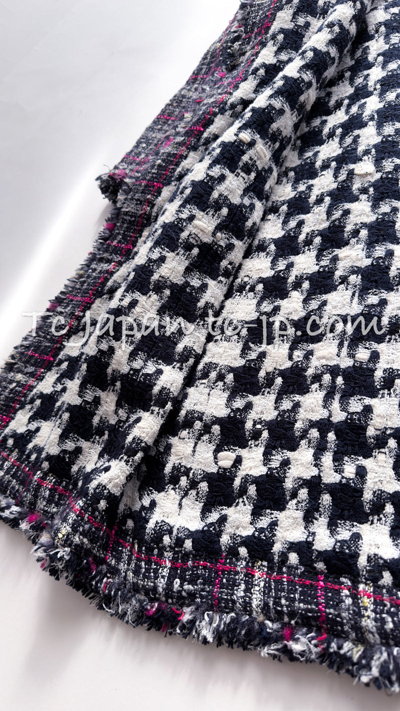 CHANEL 07S Navy White Pink Multicolor Tweed Coat 36 38 シャネル ネイビー ピンク ホワイト マルチカラー ツイード コート 即発