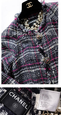 CHANEL 07S Navy White Pink Multicolor Tweed Coat 36 38 シャネル ネイビー ピンク ホワイト マルチカラー ツイード コート 即発